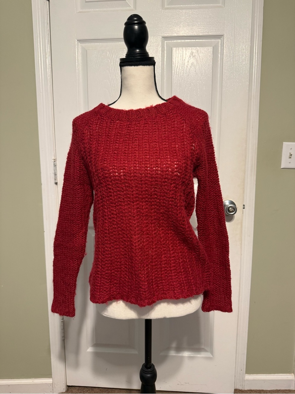 GAP Factory Cranberry Red  Wool Blend Crewneck Sweater